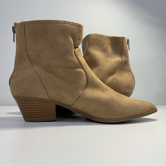 Banana Republic Womens Faux Suede Bootie Boots Shoes 8M Taupe Beige Zip Ankle - Picture 13 of 16